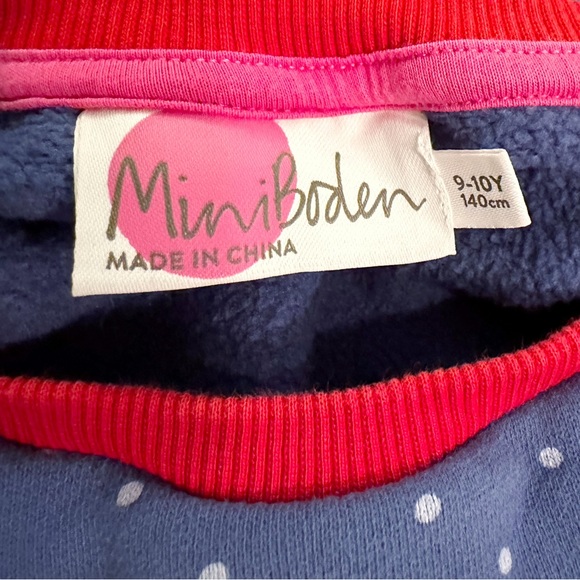 Mini Boden | Navy Polka Dot Sweatshirt Dress (9-10 yrs) - Picture 3 of 4